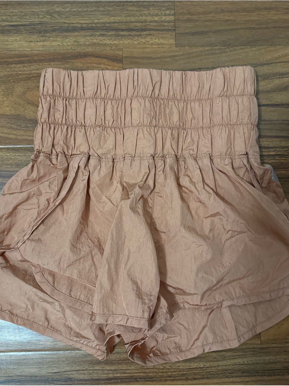Free People High-Waist Smocked Peach Shorts